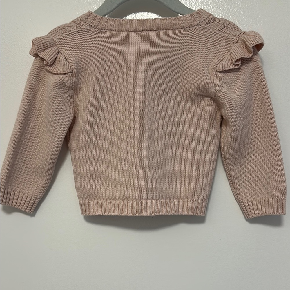 Cream Cropped Sweater with Floral Embroidery and Puffed Shoulders - Picture 6 of 7